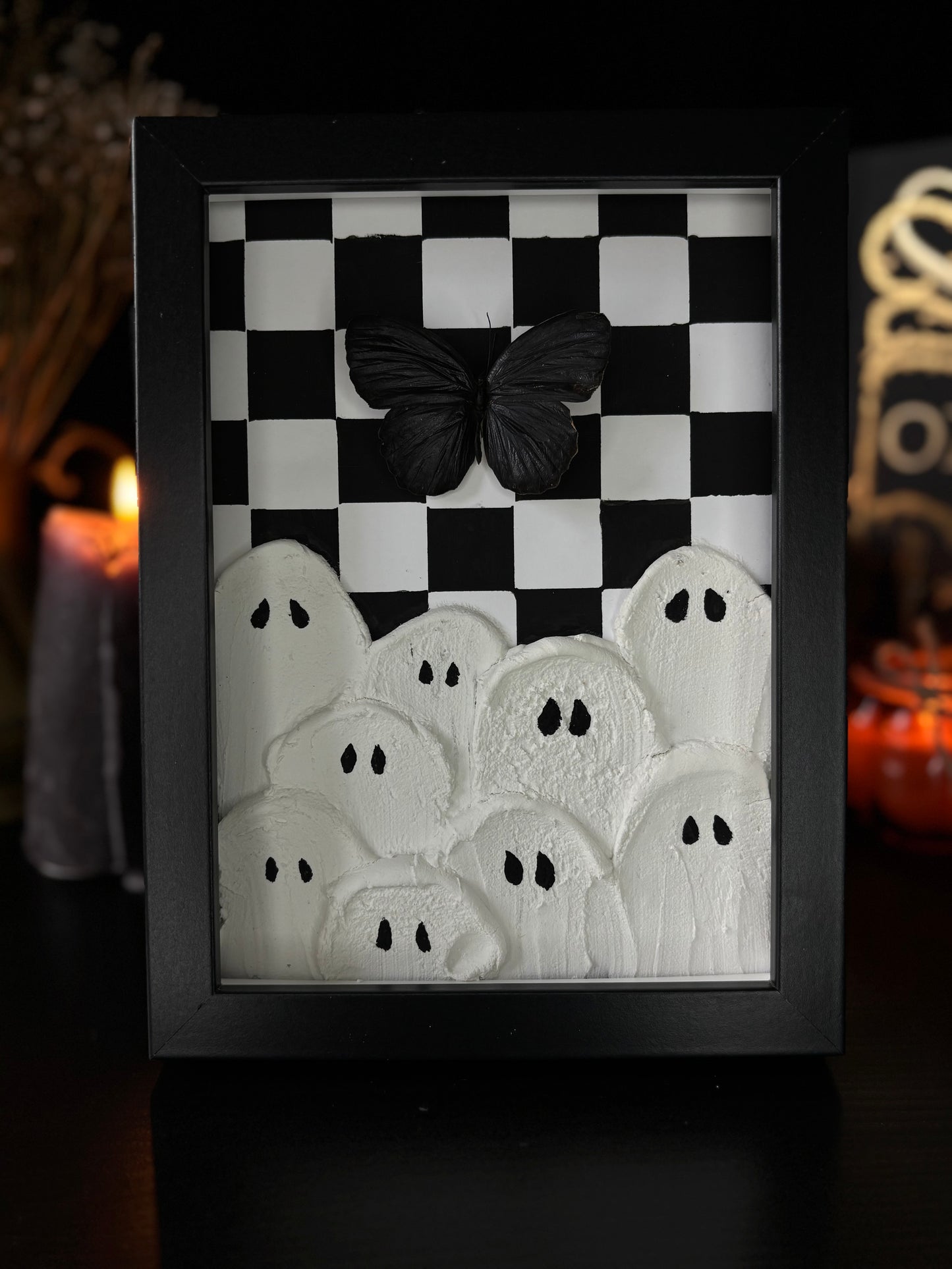 “Ghost Gathering” – Framed Butterfly & Ghost Art