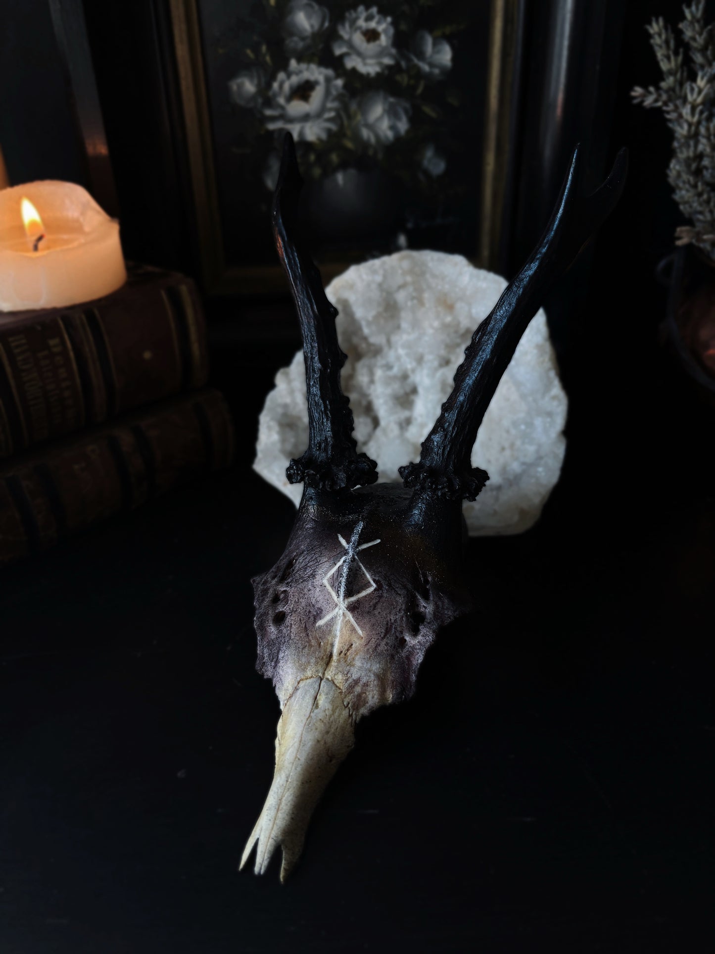 Protection Deer Skull | Handcarved & Painted Bone Art