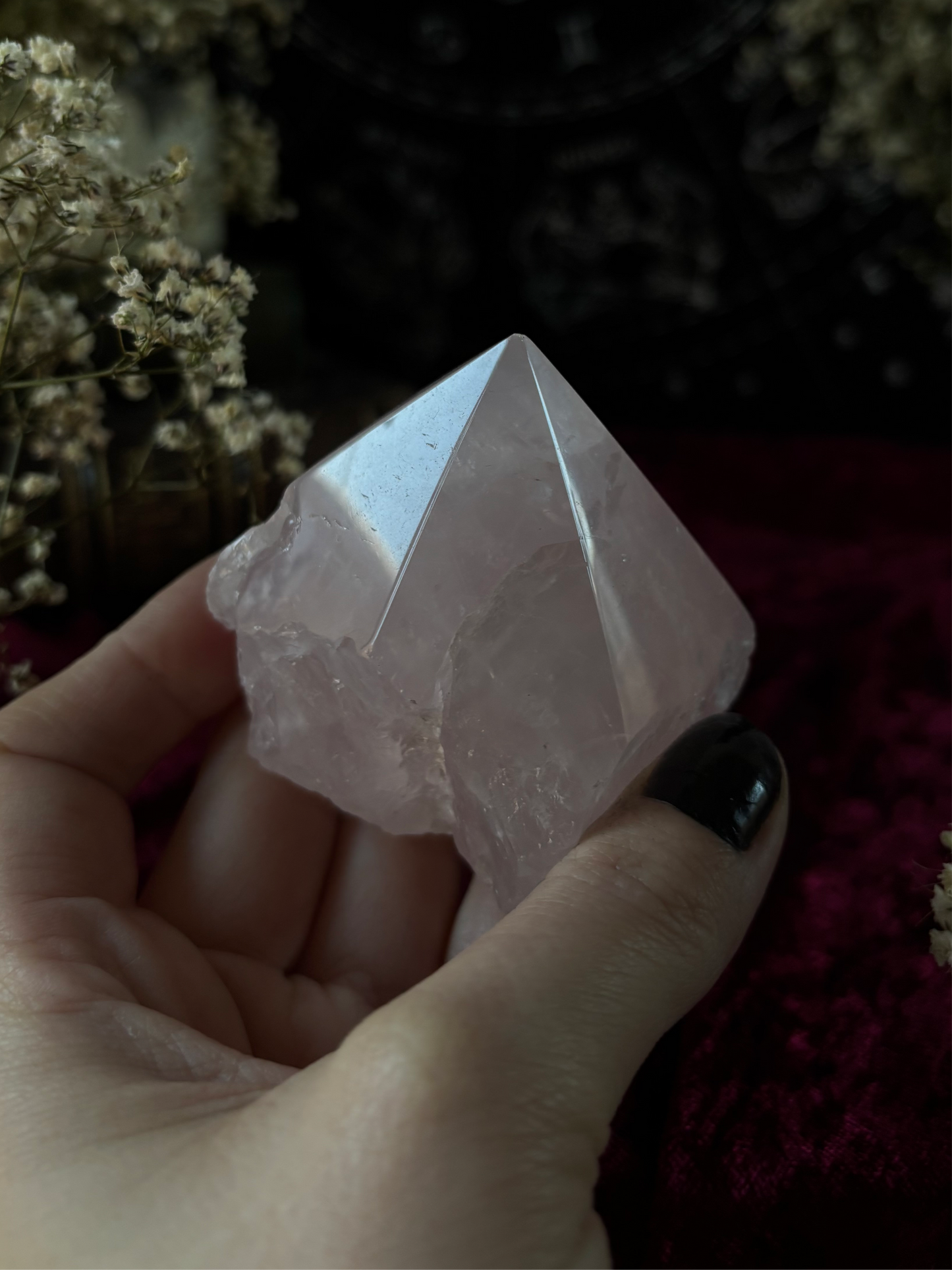 Rose Quartz - half polished Point 6cm