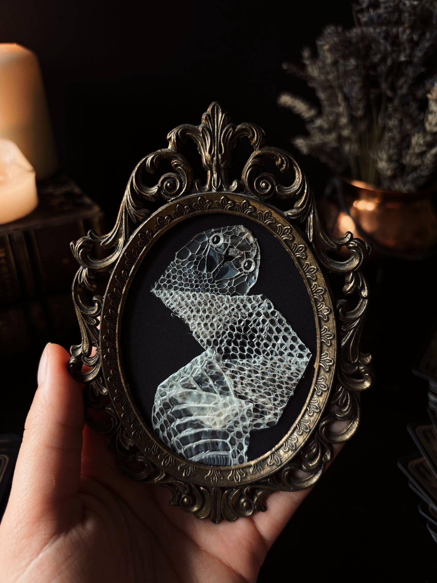 Serpents veil 🐍 (Vintage brass frame) (13x10cm)