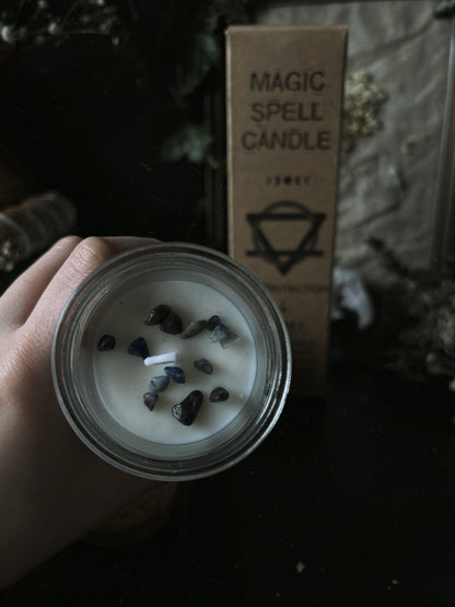 Magic Spell Candle - Protection (with Sodalite Crystals/Dragons Blood)