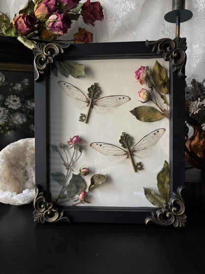 “The Keeper’s Secret” – Flying Keys with Cicada Wings (20x15cm)