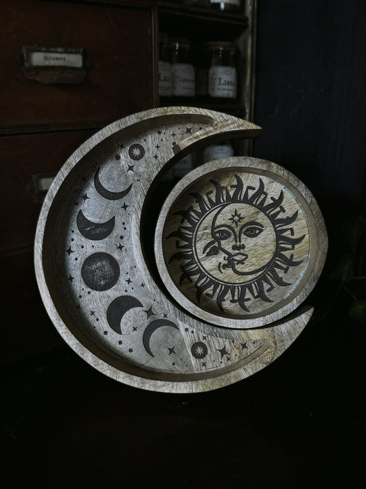 Sun & Moon Shaped Round Tray (23cm)