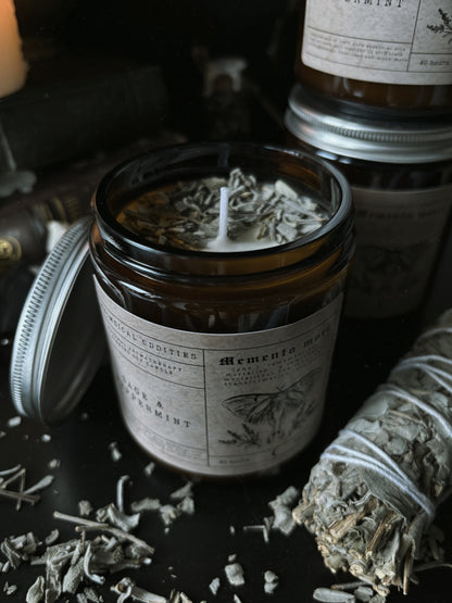 Memento mori candle (Sage & Peppermint)