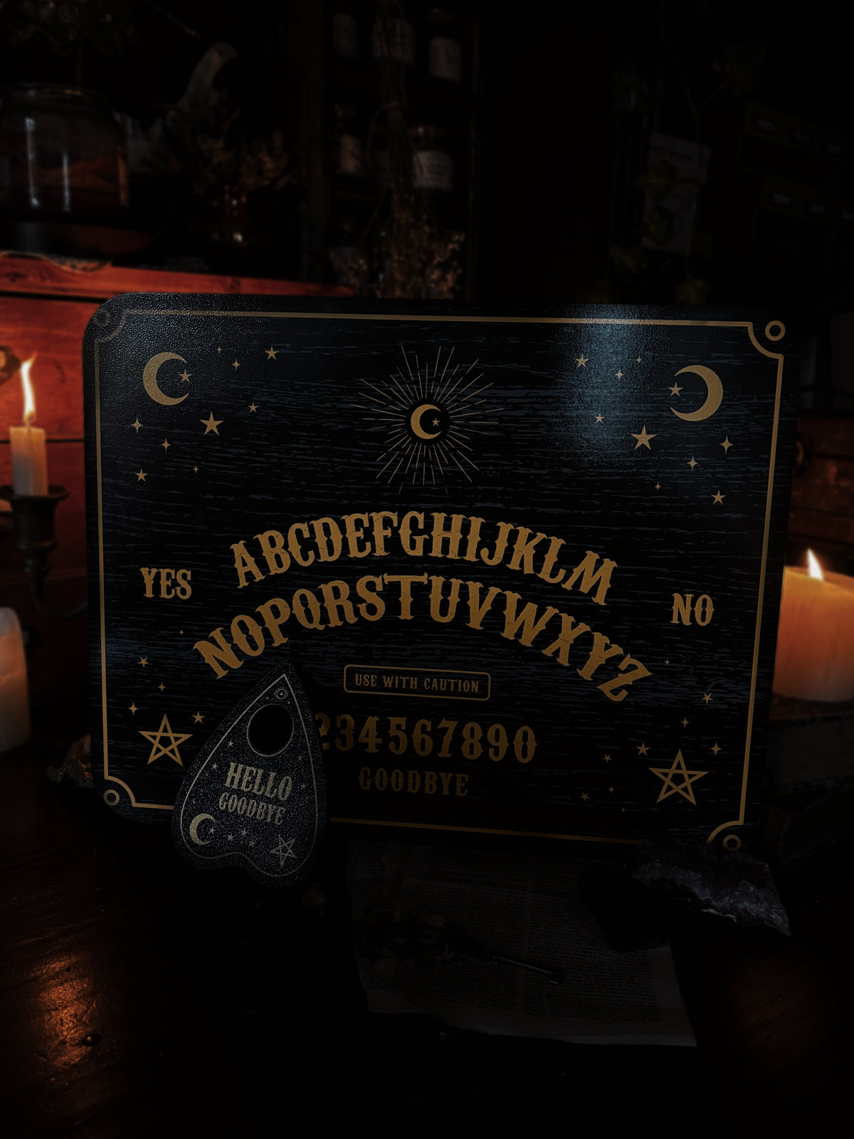 Black Talking Board with Planchette (31 x 39 cm)