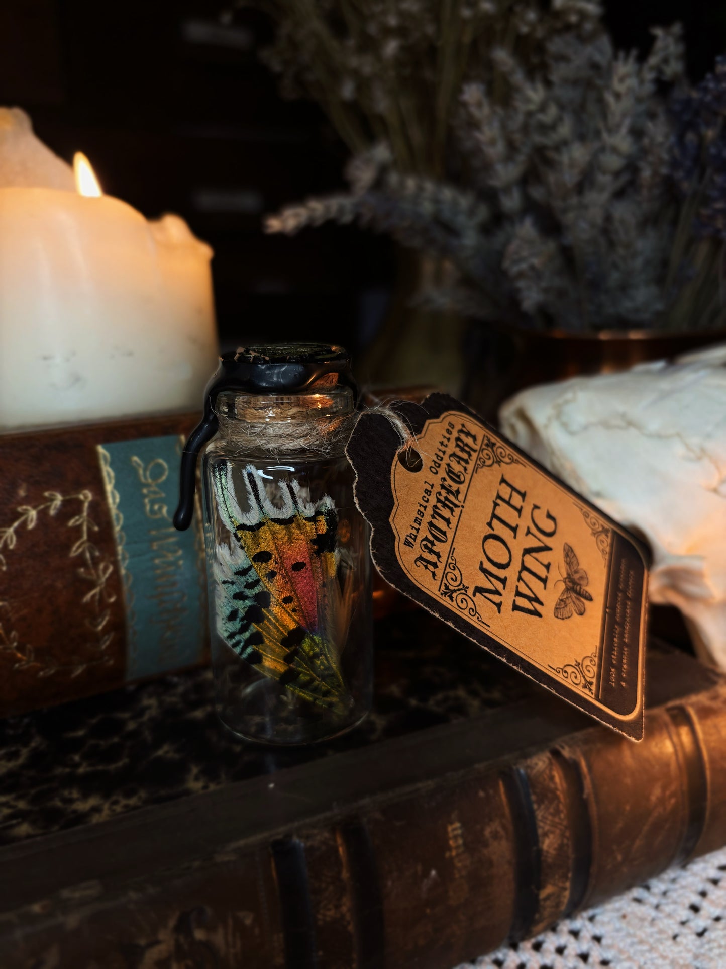 Whimsical wings - mothwing glass jar