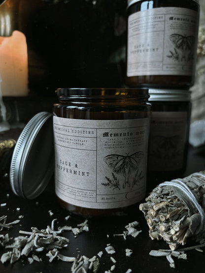 Memento mori candle (Sage & Peppermint)