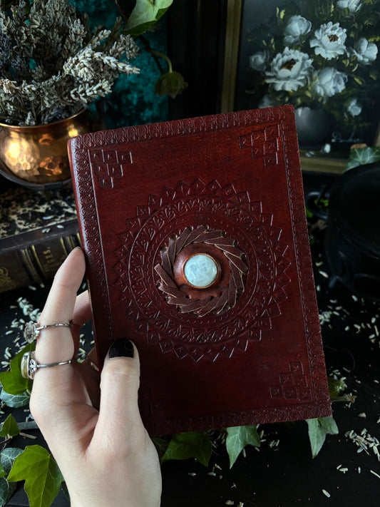 Leather Moonstone Notebook 17x12 cm