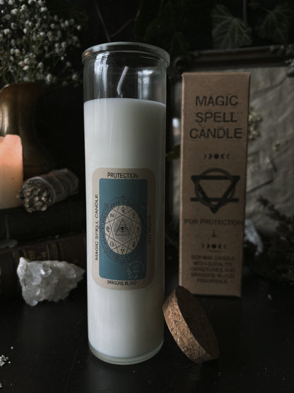 Magic Spell Candle - Protection (with Sodalite Crystals/Dragons Blood)