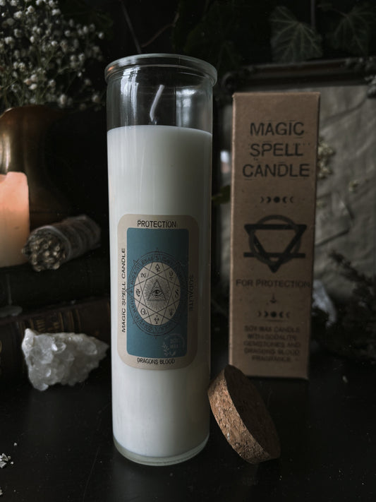 Magic Spell Candle - Protection (with Sodalite Crystals/Dragons Blood)