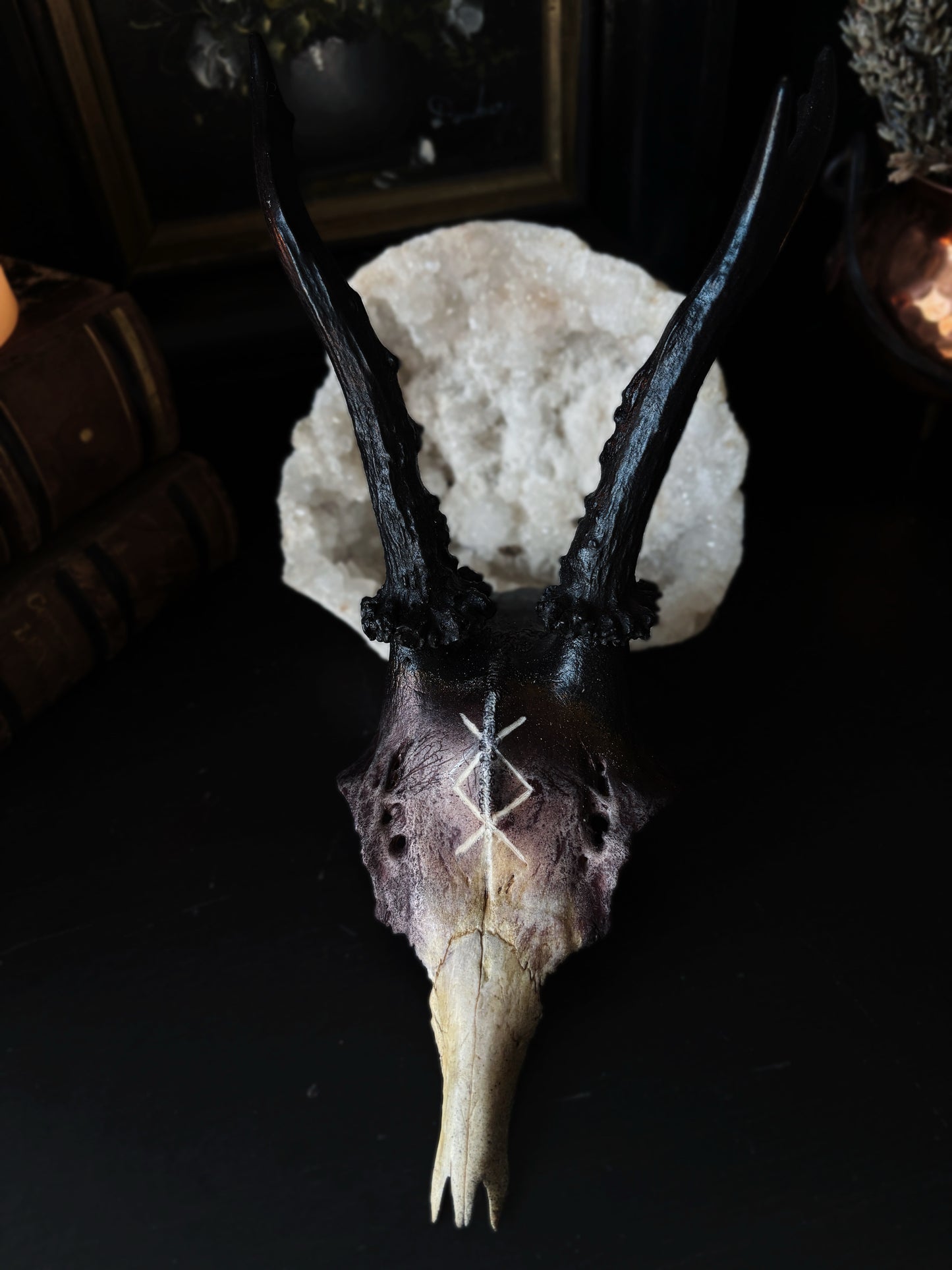 Protection Deer Skull | Handcarved & Painted Bone Art