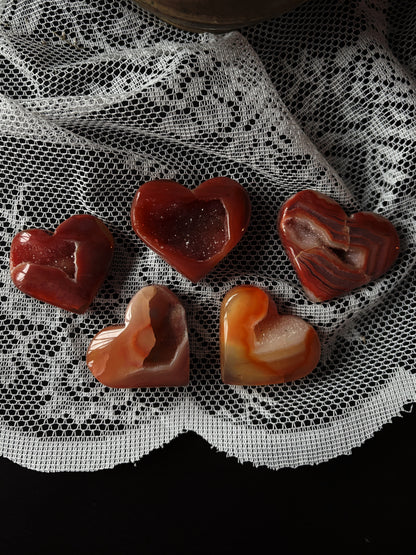 Carnelian Crystal Heart Geode