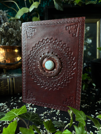 Leather Moonstone Notebook 17x12 cm
