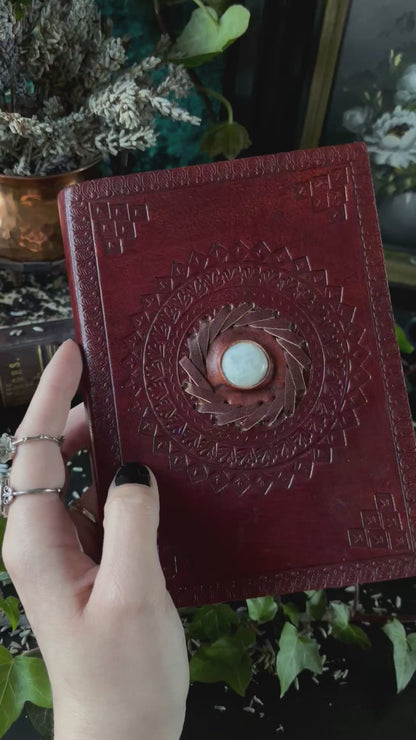 Leather Moonstone Notebook 17x12 cm