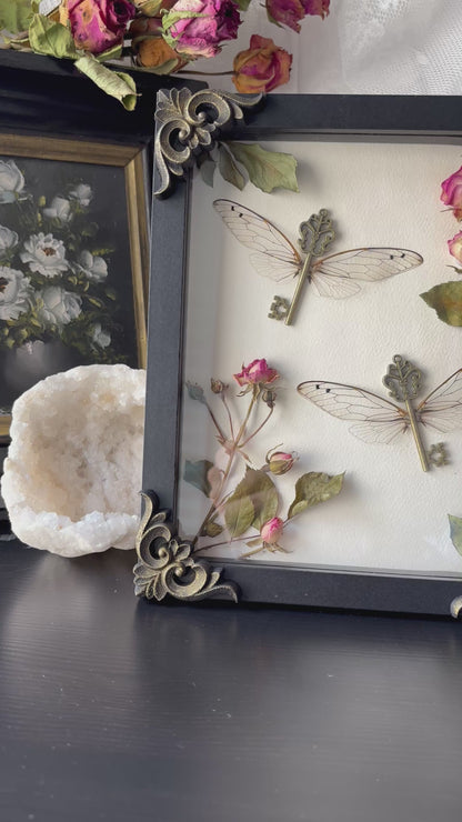 “The Keeper’s Secret” – Flying Keys with Cicada Wings (20x15cm)